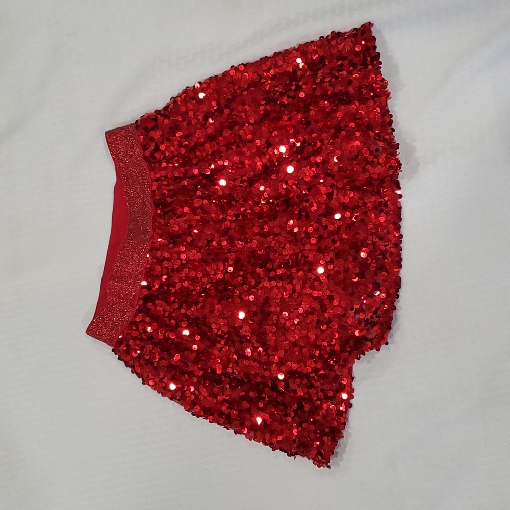 365 kids red sequence mini skirt size 7
